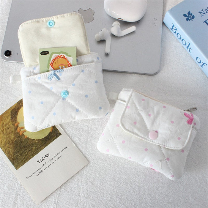 Wholesale Quilted Diamond Pleated Polyester Coin Purse Sweet Pink Multi Functional Card Holder Home Storage