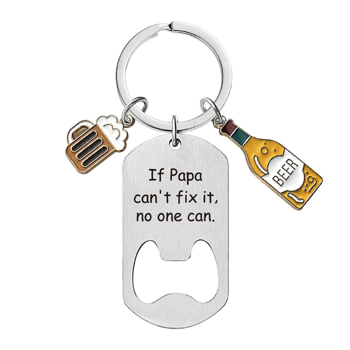 Wholesale Bottle Opener Wine Glass Father's Day Stainless Steel Keychain JDC-KC-GangGu051