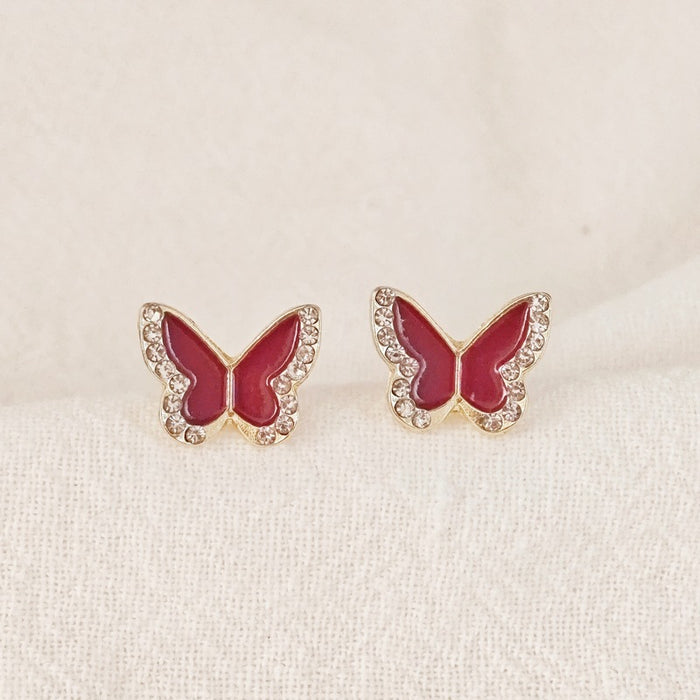 Wholesale Alloy Black Red White Butterfly Earrings JDC-ES-SM008