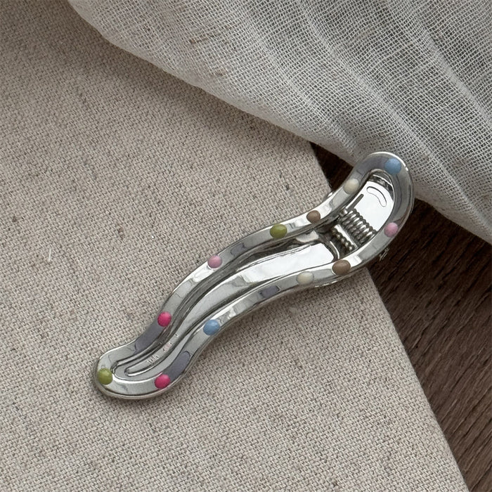 Wholesale Silver Metal Hair Clips with Colorful Dots