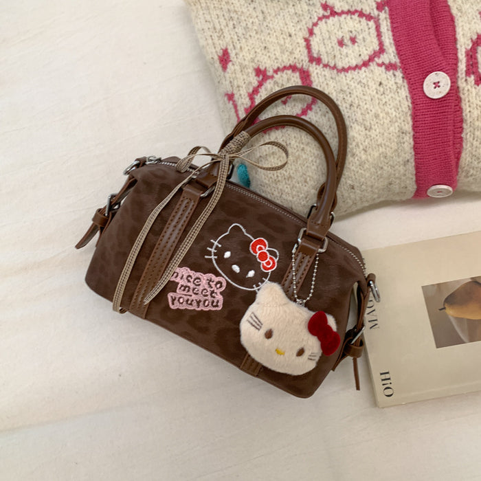 Wholesale Cute embroidered cartoon retro leopard print handbag