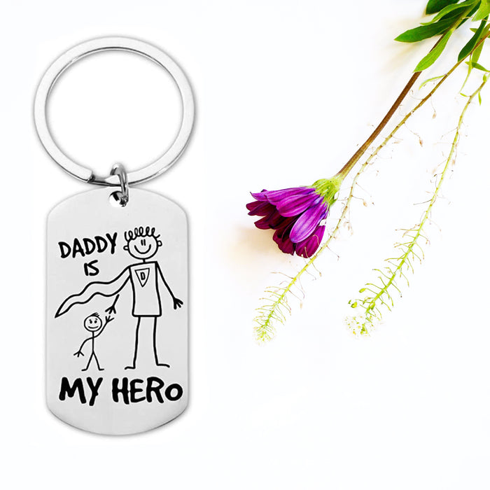 Wholesale Daddy Is My Hero Father's Day Stainless Steel Keychain JDC-KC-ShunXin003