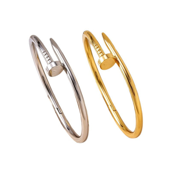Wholesale Stylish 18K Gold Tone Titanium Steel Nail Bracelet Geometric Design Fashion Accessory Gift