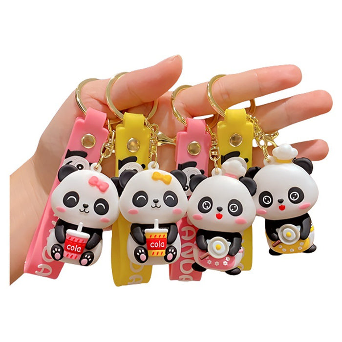 Wholesale  Panda Keychain Cute Panda Pendant Cartoon Couple's Schoolbag Hanging Key Chain Gift