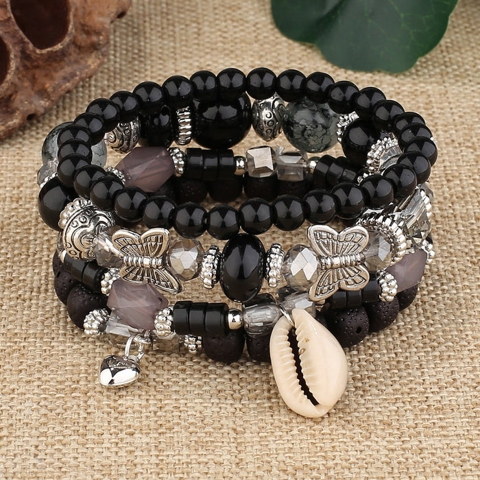 Wholesale Butterfly Crystal Multi-layered Multi-element Layered Stretch Bracelet JDC-BT-FeiYa008