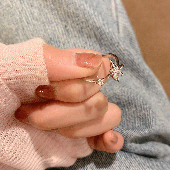Wholesale Starry Sparkling Zircon Planetary Ring Personalized Four Star Open Finger Ring