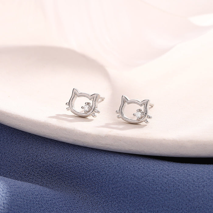 Wholesale Zircon earrings with simple and sweet temperament, single diamond earrings