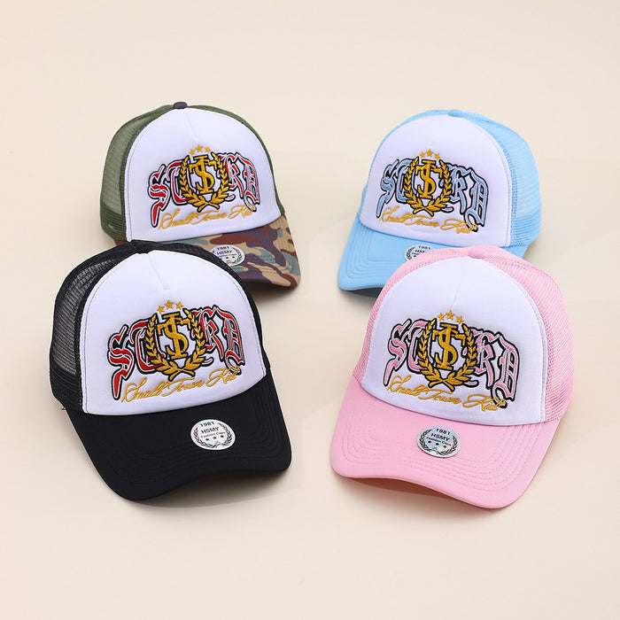 Wholesale Badge embroidered sun hat mesh hat truck hat versatile breathable baseball cap