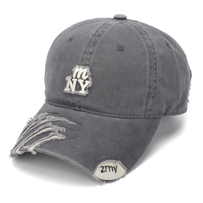 Wholesale Vintage Distressed Baseball Cap Soft Top Black Embroidered Casual Sun Hat