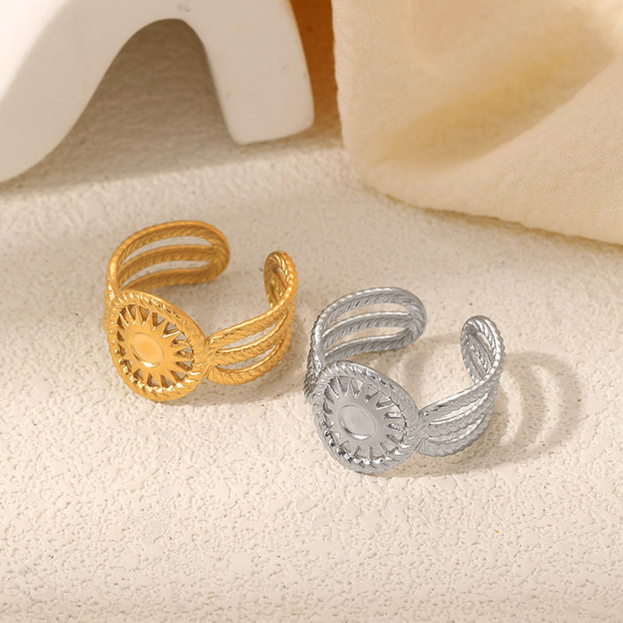 Wholesale Stone-set vintage jewelry,  elegant open stainless steel ring