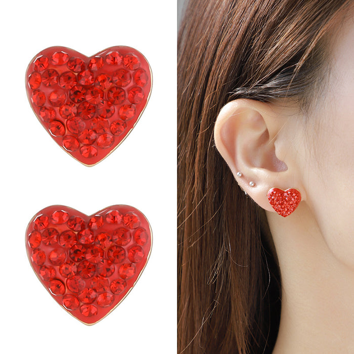 Wholesale Red Heart Diamond Earrings and Necklace Combination Set JDC-NE-KenJie014