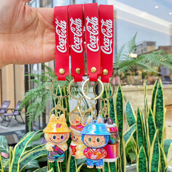 Wholesale Electroplating keychain Coke keychain blind box doll pendant