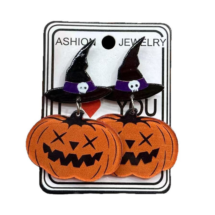 Wholesale Acrylic  Cartoon Earrings - Skull Cowboy Pumpkin Ghost Face Fashion Accessory MOQ≥2