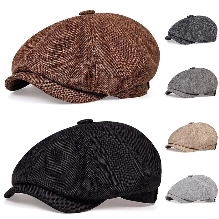Wholesale Octagonal Hat Linen Cap  Retro Beret