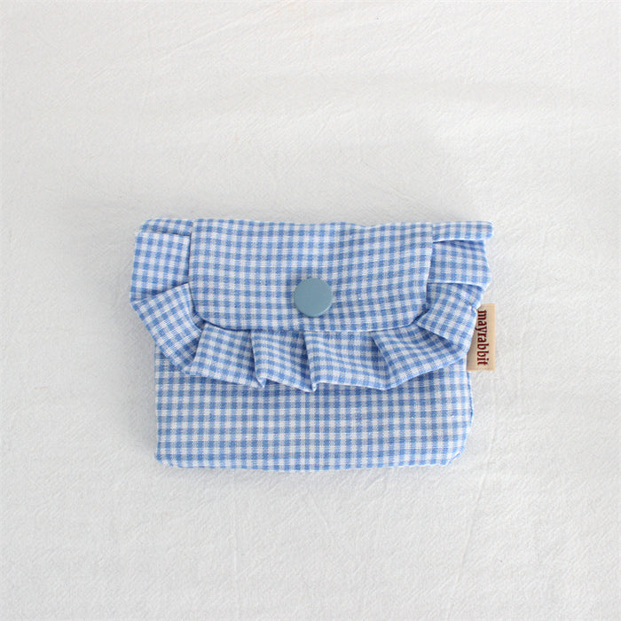 Wholesale Gingham Plaid Flap Pouch Card Holder Wallet For Women Portable Purse For Everyday Use Home Storage