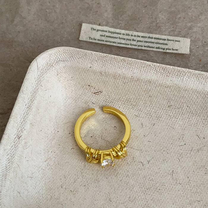 Wholesale Intertwined Rope-Knot Metal Ring with Drilled Accents