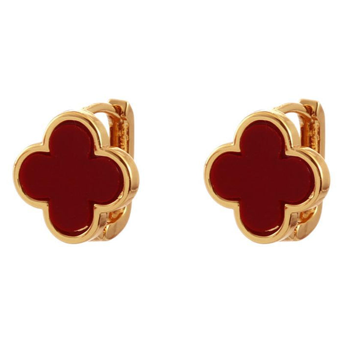 Wholesale Black Lucky Flower Small and Exquisite Stud Earrings