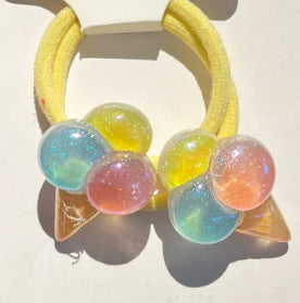 Wholesale Glittery glow-in-the-dark cute princess beaded hair tie