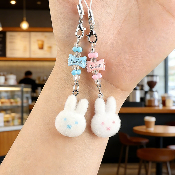 Wholesale Flocked Bunny Keychain