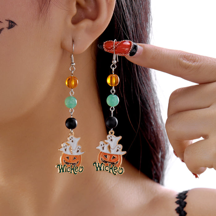 Wholesale Halloween Earrings Pumpkin Ghost Pendant Earrings Gothic Tassel Women's Earrings