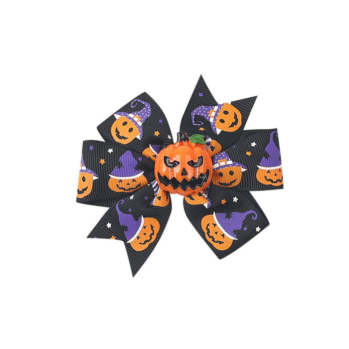 Wholesale Halloween Children's Three-layer Swallowtail Bow Fabric Hairpin JDC-HC-QiuN010