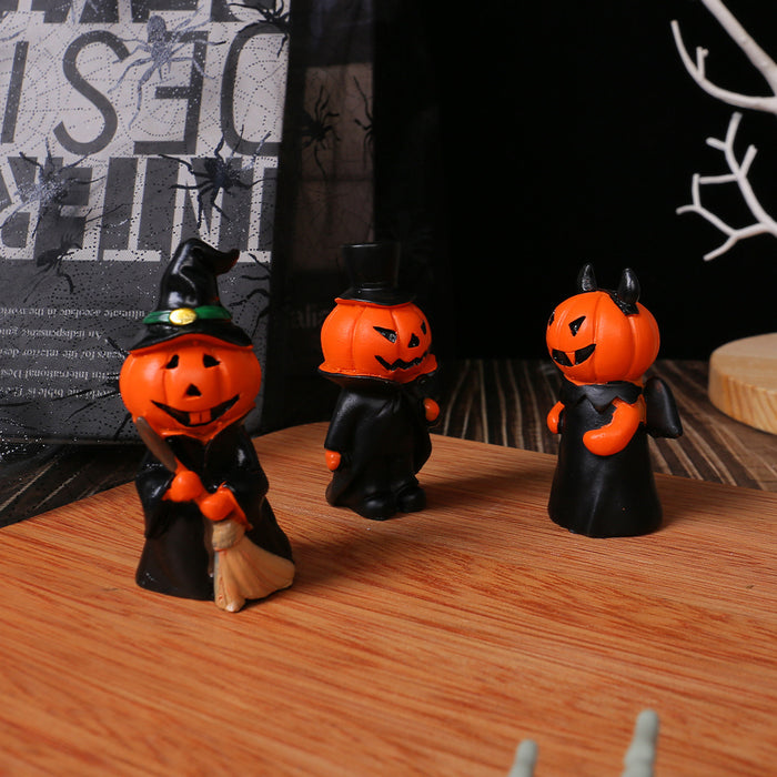 Wholesale  Mini Pumpkin Little Devil Gentleman Doll suit Home Party Desktop Resin Craft Ornaments