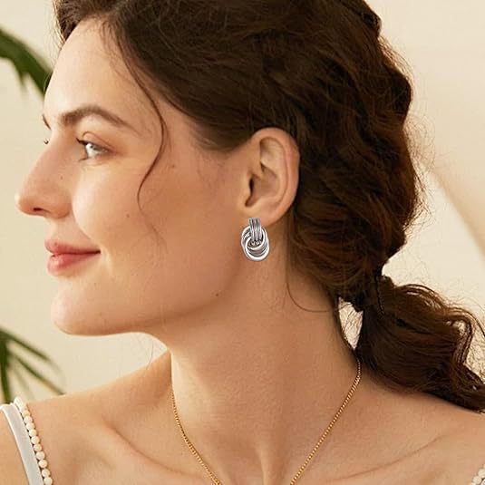 Wholesale New knot earrings made of stainless steel and gold with multiple layers of twisted knot lines, versatile and niche earrings