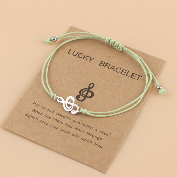 Wholesale Woven Adjustable Wax Line Bracelet Stainless Steel Music Symbol Bracelet