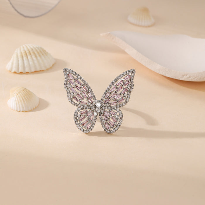 Wholesale Copper Zirconia Butterfly Ring JDC-RS-Bein001