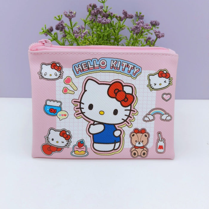 Wholesale Stylish Cartoon Printed PU Coin Purse Zipper Pouch Earphone Cord Storage Key Bag