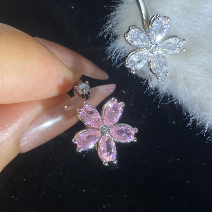 Wholesale Flower Silver Plated Copper Open Ring Trendy Jewelry Accessory