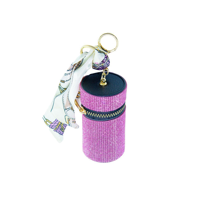 Wholesale Crystal Encrusted Light Luxury Bucket Bag Keychain Multi Pocket Lipstick Earphone Coin Holder Decorative Bag Charm Boutique Resale