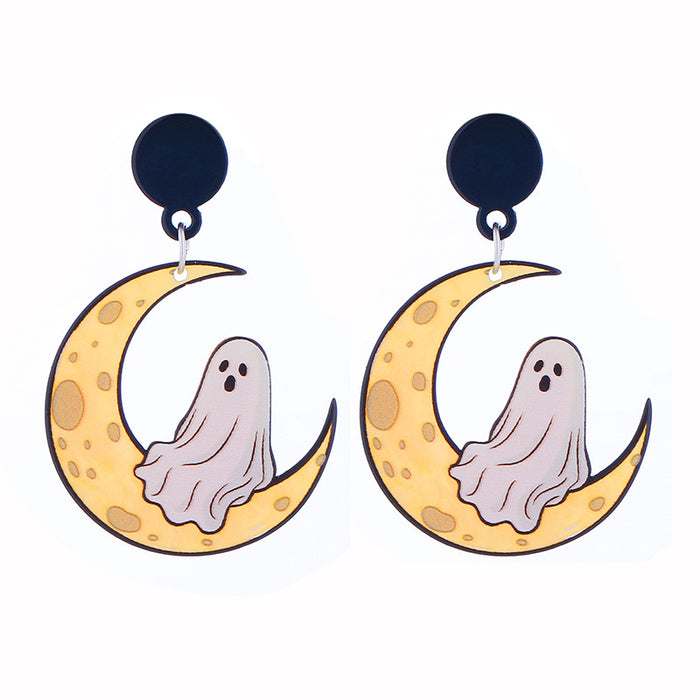 Wholesale  Series Acrylic Earrings Ghost Pumpkin Cartoon Bat Pumpkin Earrings
