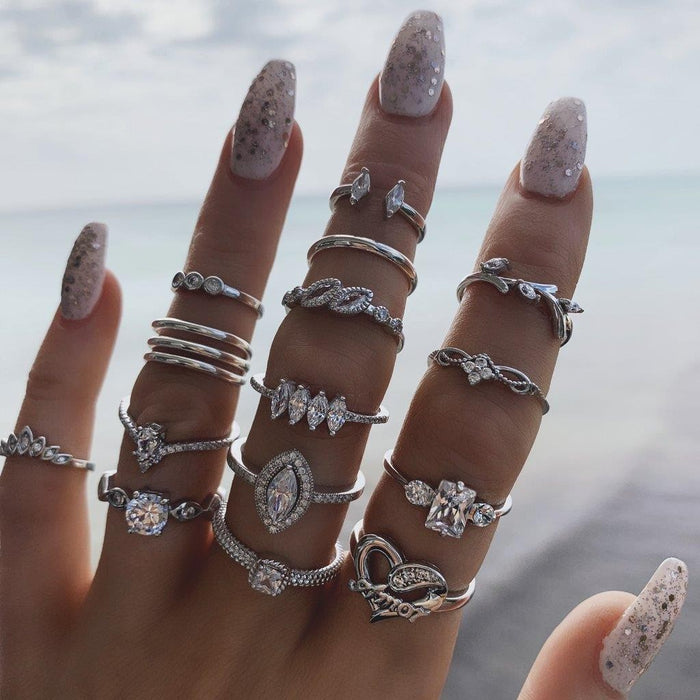 Wholesale Dark Retro Creative Spades a Card Ring Five-Piece Set Women' s Personalized Hand Accessories National Show Aliexpress Hot Selling