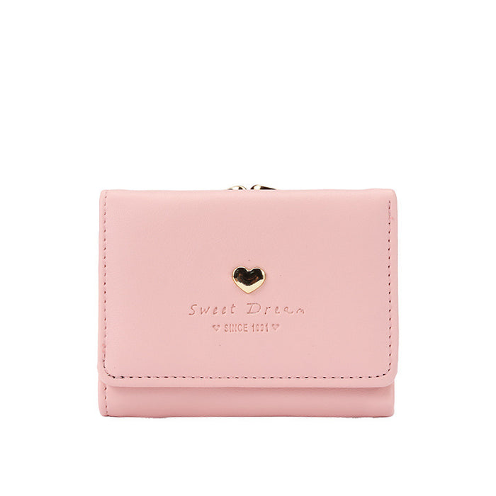 Wholesale Chic Folding Wallet with Sequins PU Solid Color Multi-Card Slots Fashion Accessory MOQ≥3