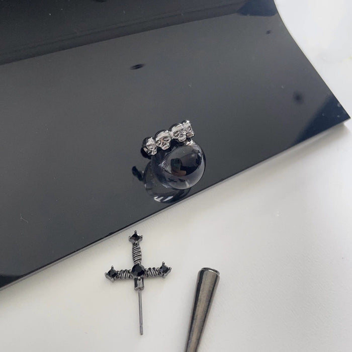 Wholesale  Black Crystal Diamond Sword Earrings Niche Dagger Design Earrings