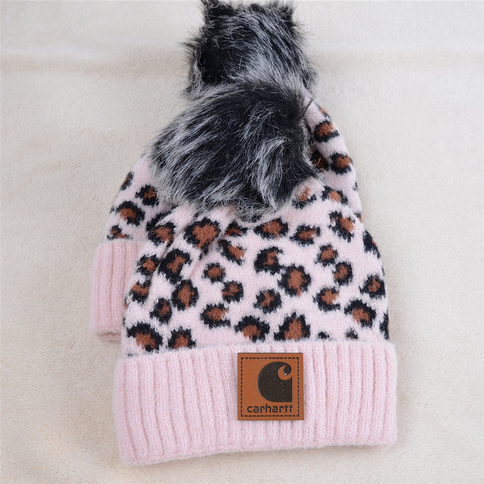 Wholesale Parent-child Leopard Print Warm Hat with Fleece (F) JDC-FH-KuT013