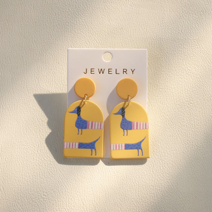 Wholesale Cute Dog Graffiti Acrylic Pendant Earrings