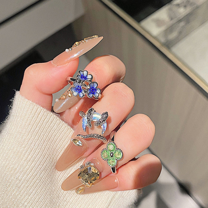 Wholesale Simple geometric flower ring, niche design, versatile ring bracelet