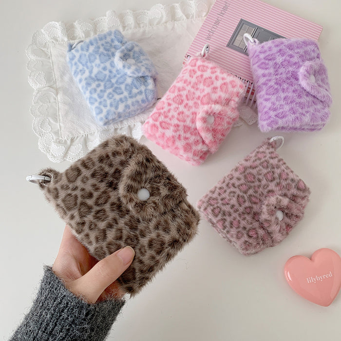 Wholesale Leopard-Print Plush Snap Coin Wallet
