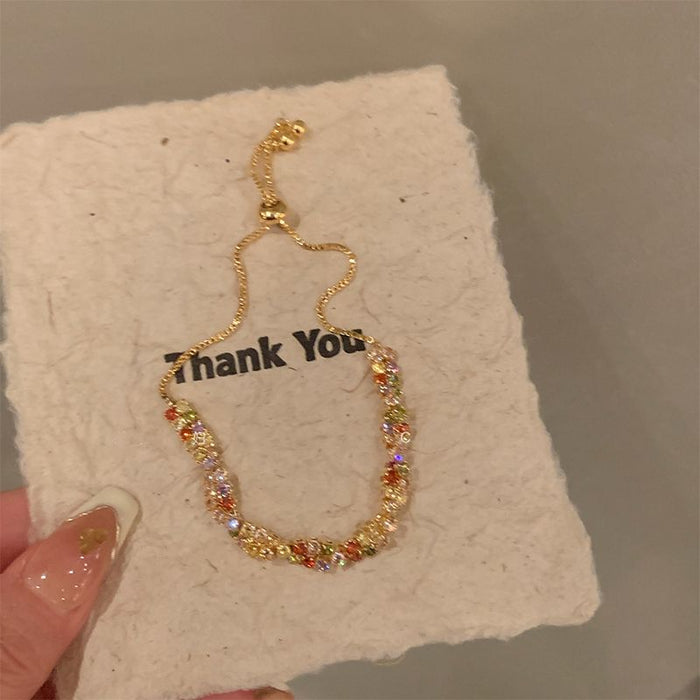 Wholesale Color Dopamine Zircon Bracelet Women's Design Fried Dough Twists Twist Bracelet Bracelet