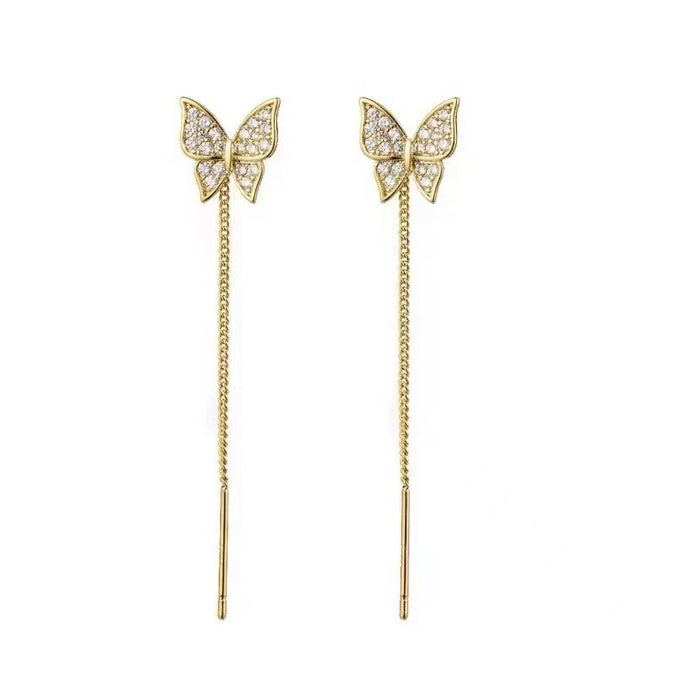 Wholesale Versatile and exquisite temperament, full diamond butterfly zirconium earrings with a design sense and earrings