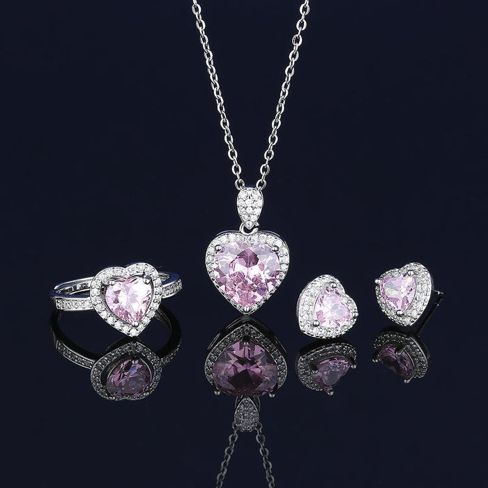 Wholesale Pink Crystal Zircon Necklace Set for Women