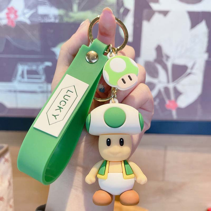 Creative Cartoon Game Mushroom PVC Soft Glue Keychains JDC-KC-JinB016