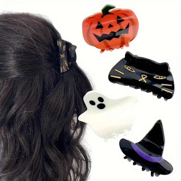 Wholesale Witch Hat Grab Clip Black Cat Hairpin Ghost Head Horsetail Clip Pumpkin Shark Clip Dark Wind  Headwear
