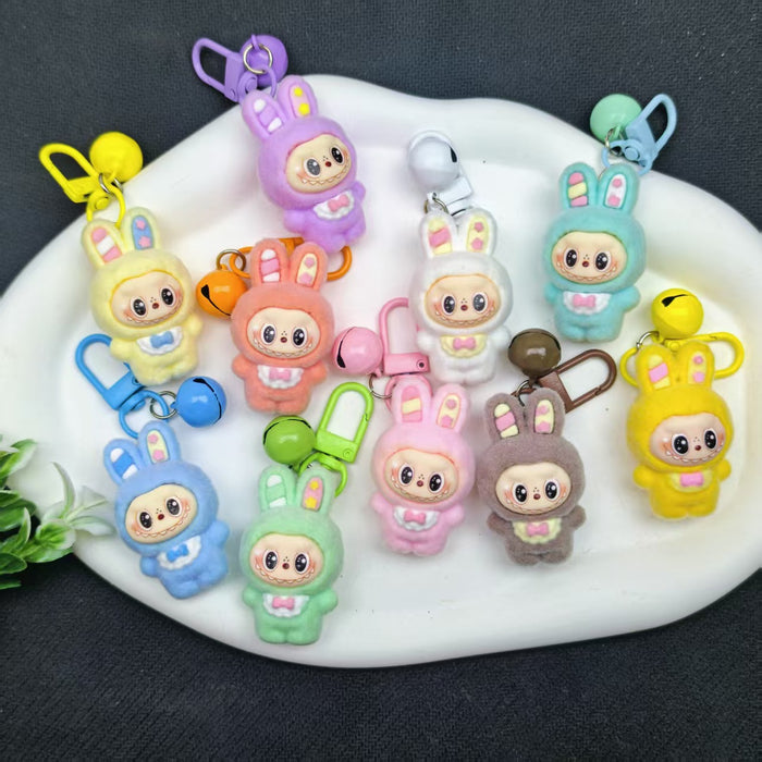 Wholesale flocked bell resin accessory Keychains