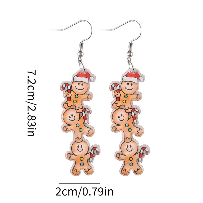 Wholesale Christmas candy cane,  Santa hat,  gingerbread man pendant earrings