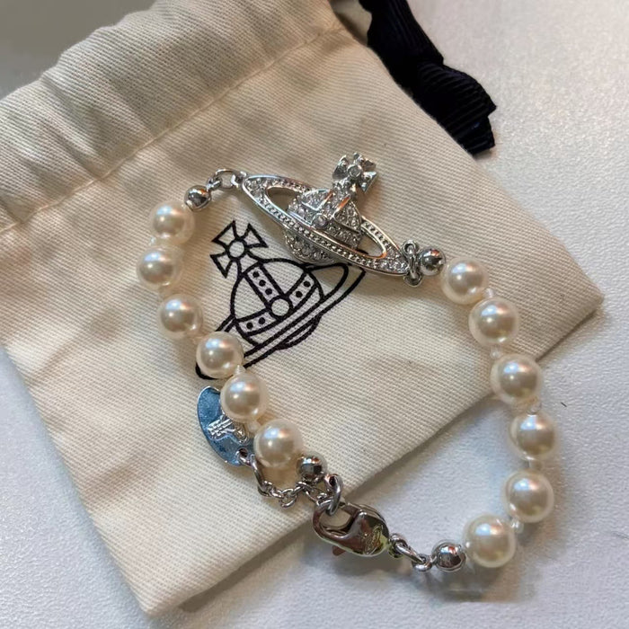 Wholesale Classic Saturn Pearl Bracelet Saturn Diamond Set Pearl Bracelet