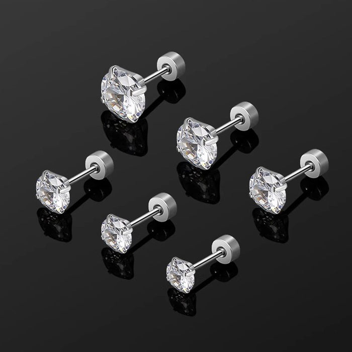 Wholesale Titanium steel ear studs with thread and super sparkling zircon ear bone studs