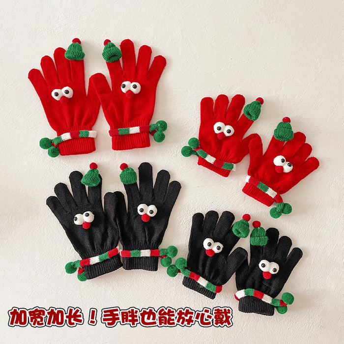 Wholesale Christmas gloves this year red children' s socks funny warm five-finger gloves